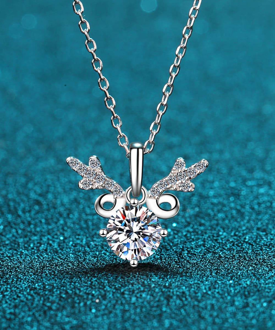 1 Carat Moissanite 925 Sterling Silver Necklace - ELY VESSA LLC