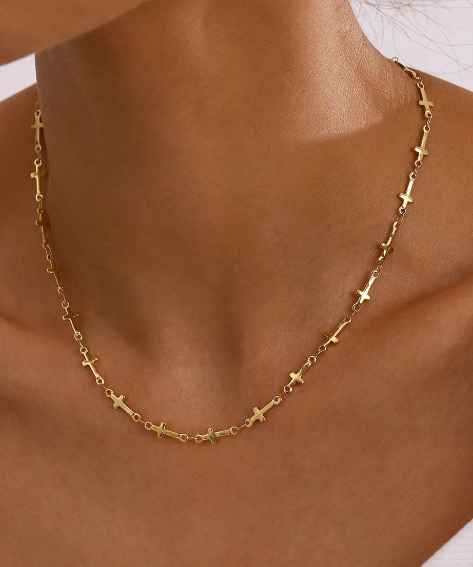 18K Gold-Plated Cross Necklace - ELY VESSA LLC