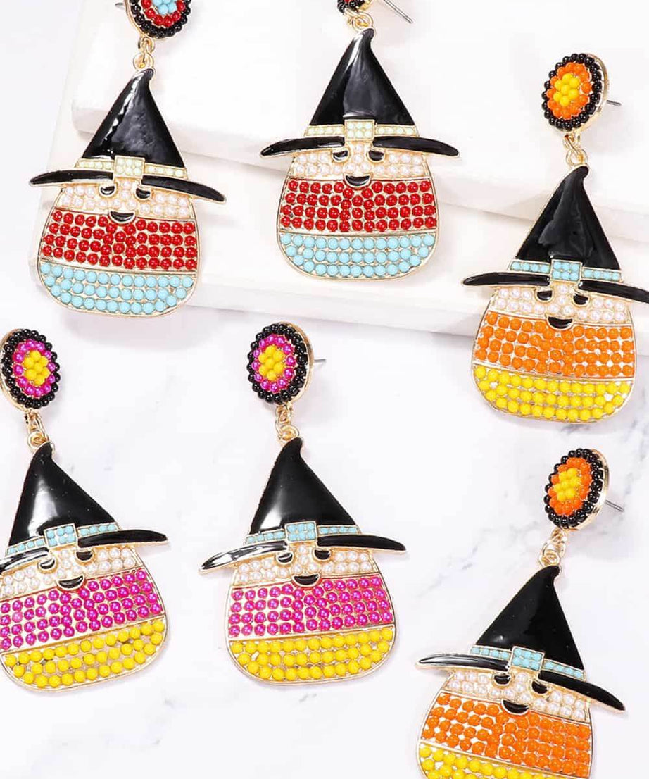 Witch's Hat Shape Synthetic Pearl Dangle Earrings - ELY VESSA LLC
