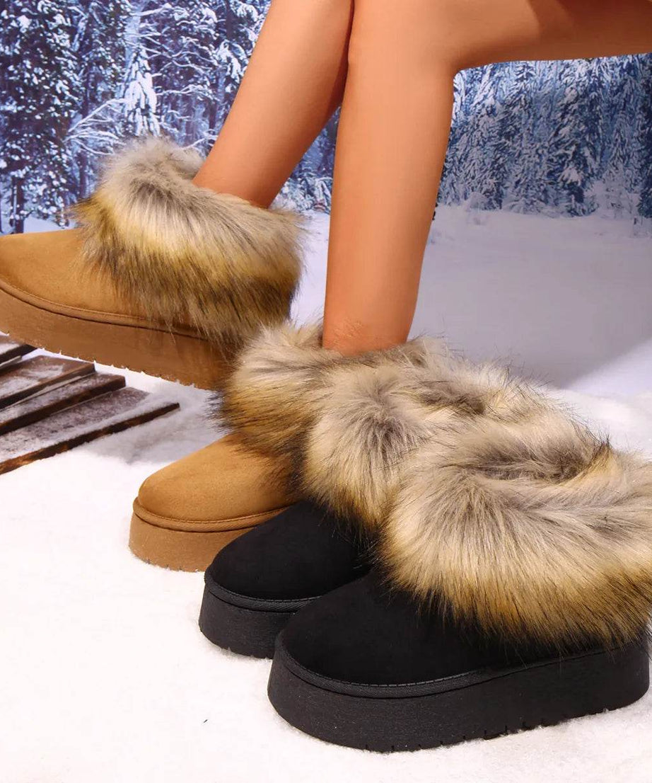Fur-Trimmed Winter Boots - ELY VESSA LLC