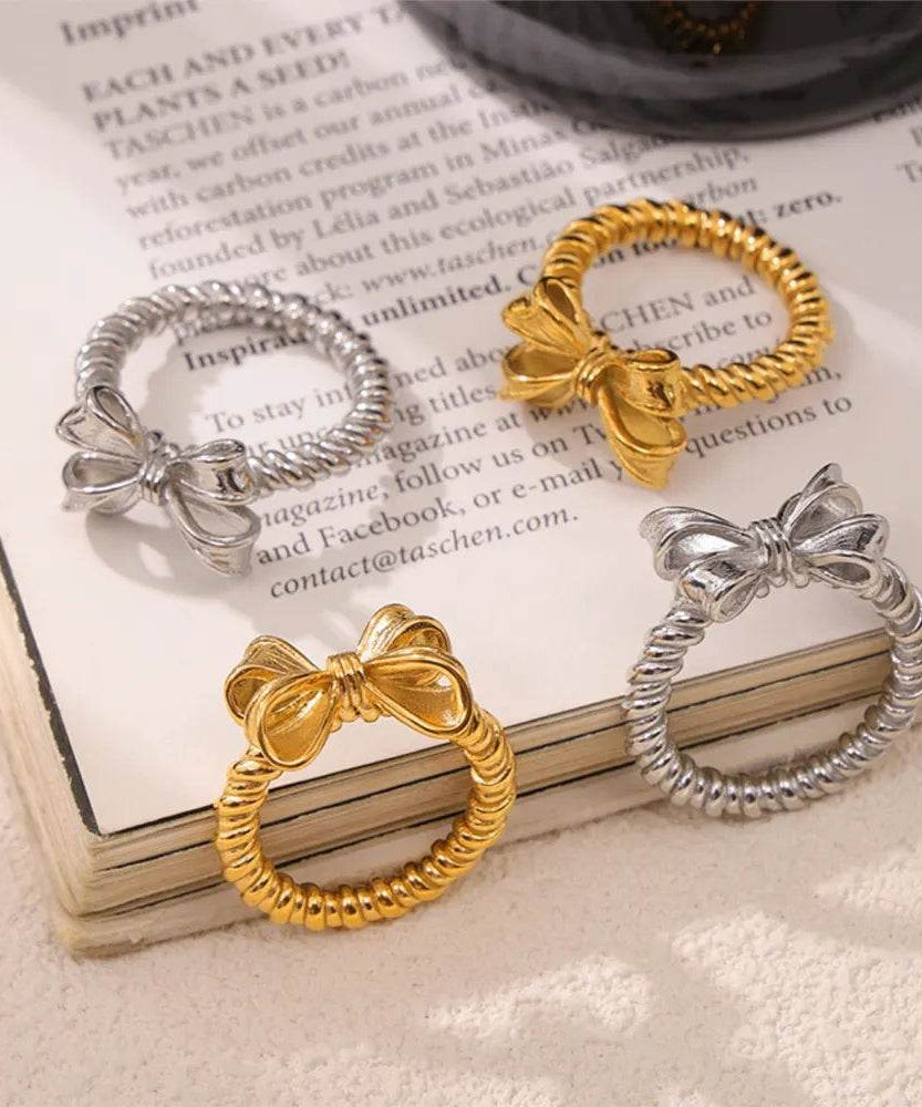 Twisted Titanium Steel Bow Ring - ELY VESSA LLC