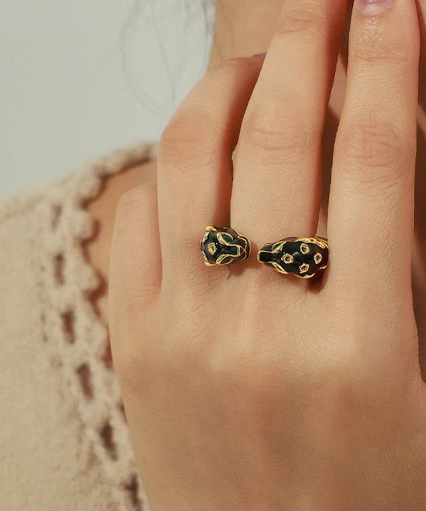 Inlaid Zircon Oil Drip Open Ring - ELY VESSA LLC