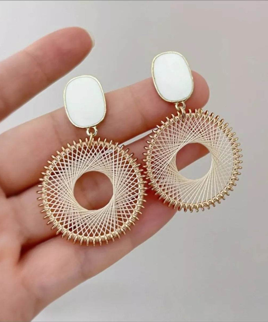 18K Gold-Plated Circle Dangle Earring - ELY VESSA LLC