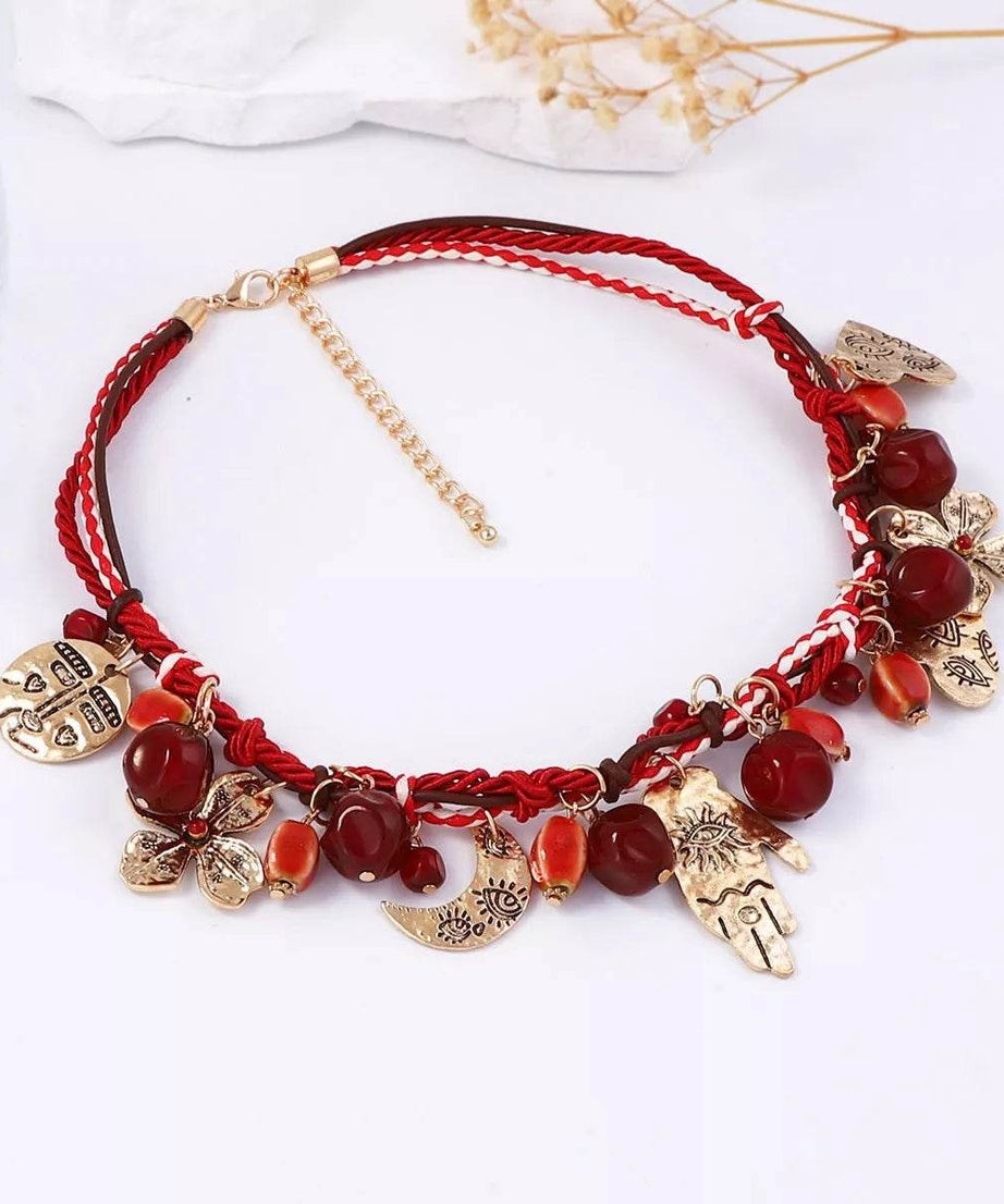 Zinc Alloy Bead Charm Necklace - ELY VESSA LLC