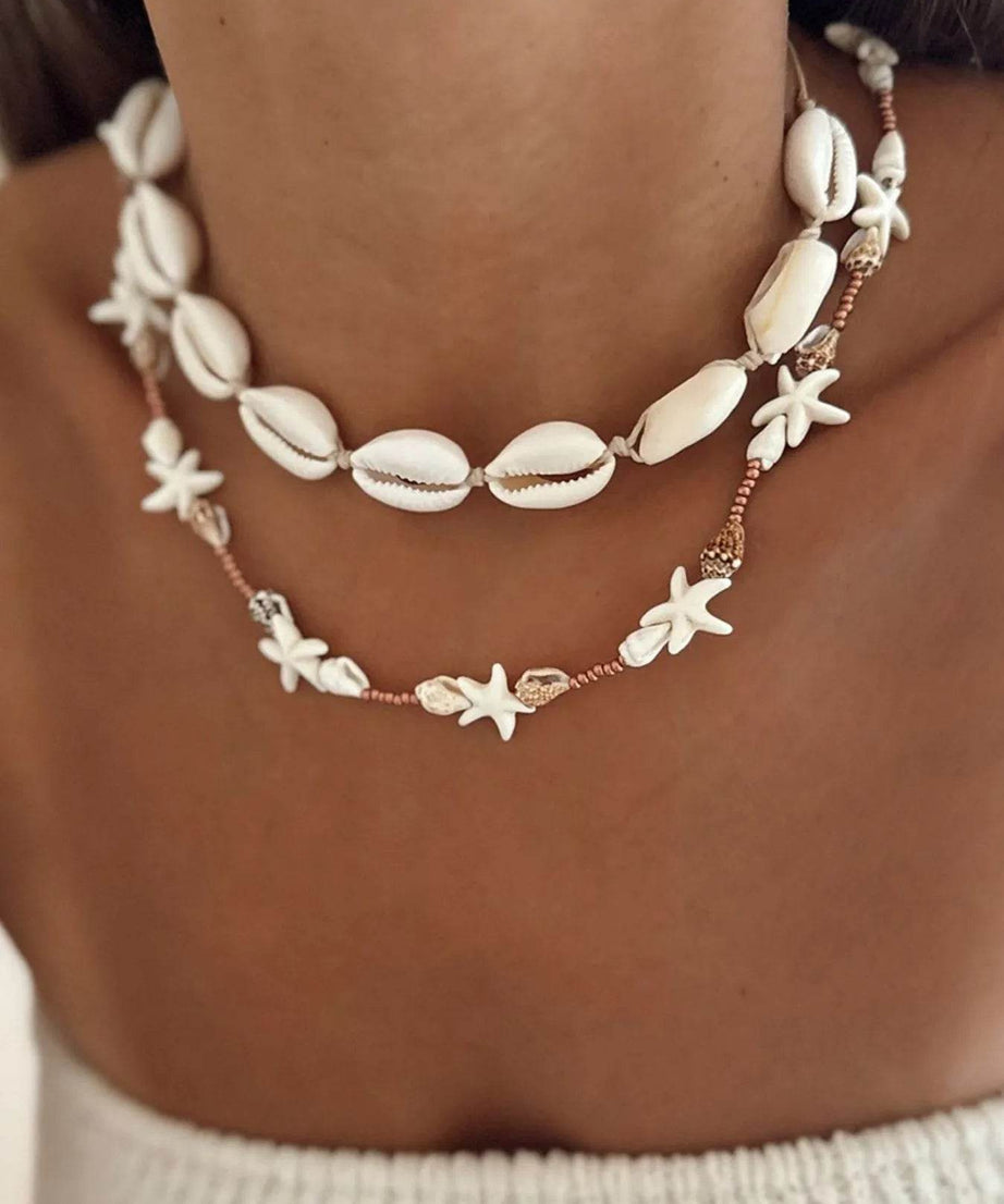 2 Piece Shell Charm Necklace - ELY VESSA LLC