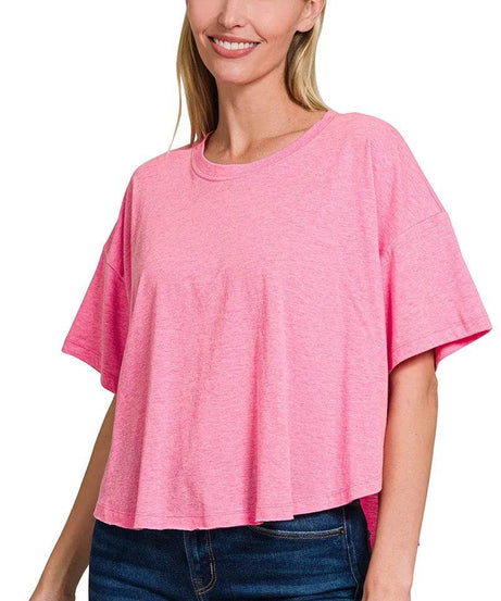 Zenana Cotton Round Neck Short Sleeve T-Shirt - ELY VESSA LLC