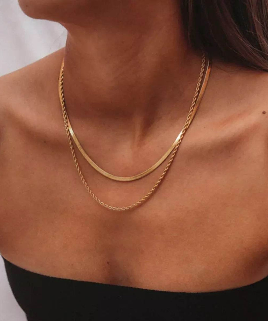 18K Gold-Plated Stainless Steel Layered Necklace - ELY VESSA LLC