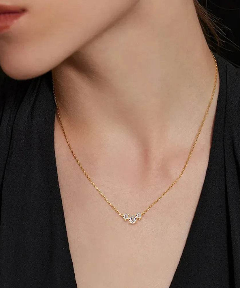925 Sterling Silver Inlaid Moissanite Necklace - ELY VESSA LLC
