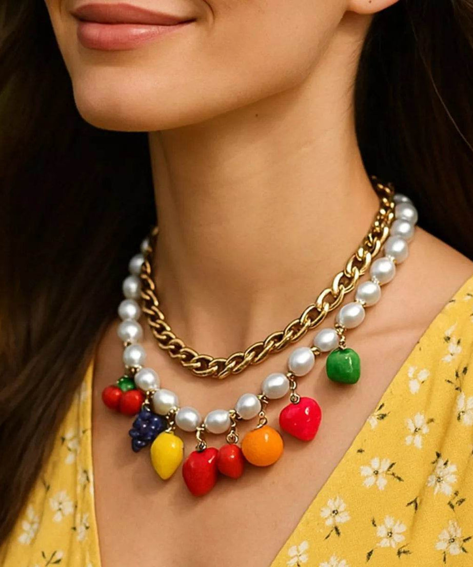 Colorful Charm Double Layered Necklace - ELY VESSA LLC