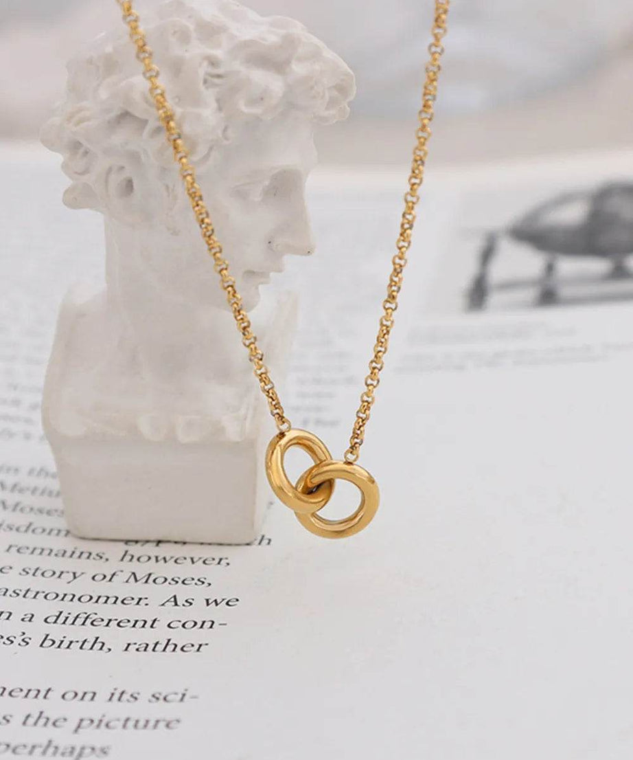 18K Gold-Plated Titanium Steel Hoop Pendant Necklace - ELY VESSA LLC