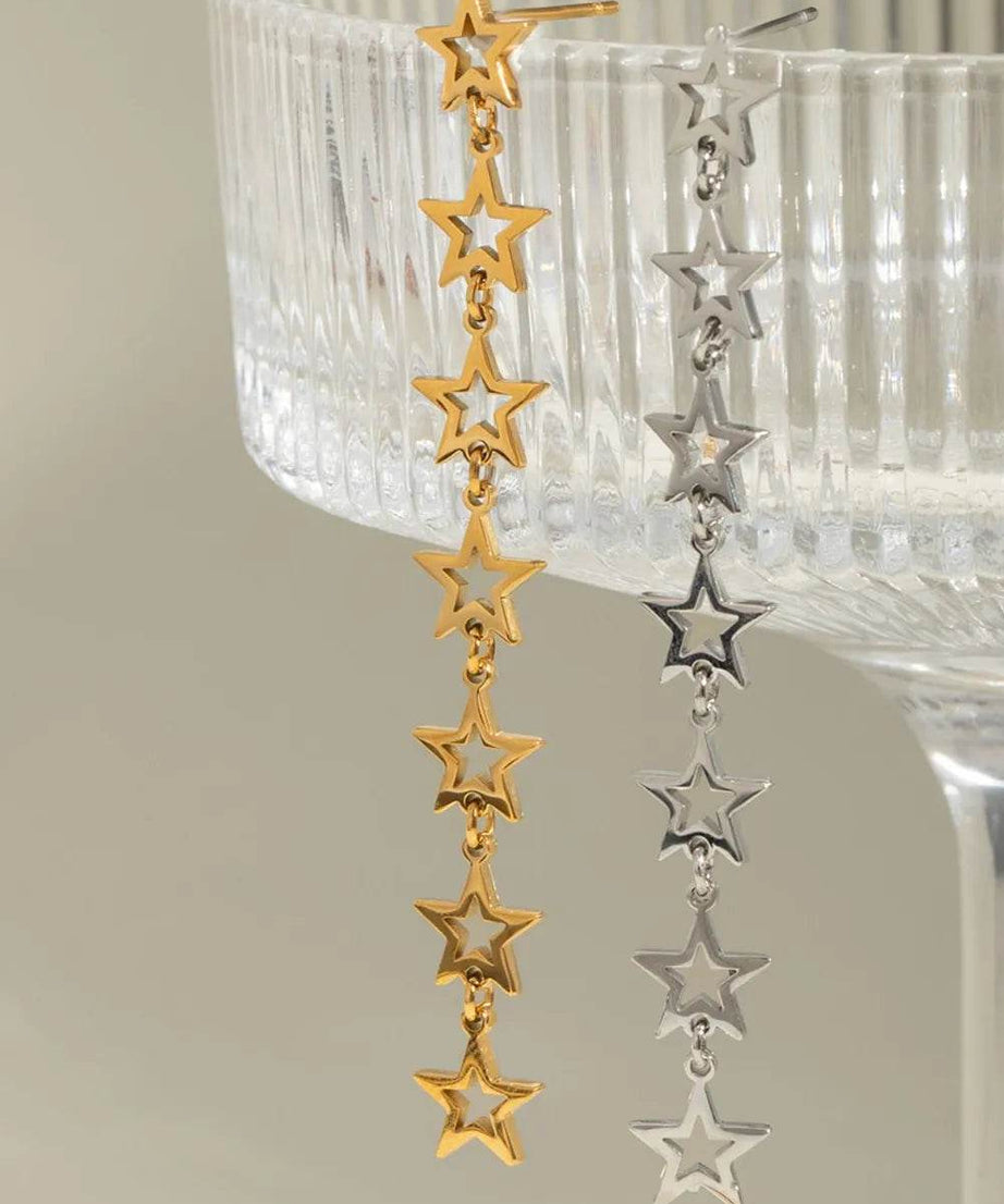 Stainless Steel Cutout Star Earrings - ELY VESSA LLC