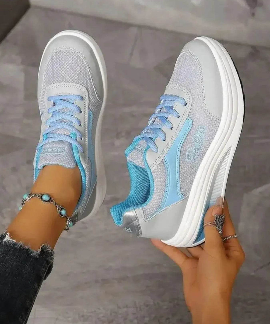 Breathable Lace Up Contrast Mesh Athletic - ELY VESSA LLC