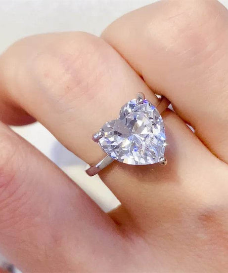 5 Carat 925 Sterling Silver Moissanite Heart Shape Ring - ELY VESSA LLC