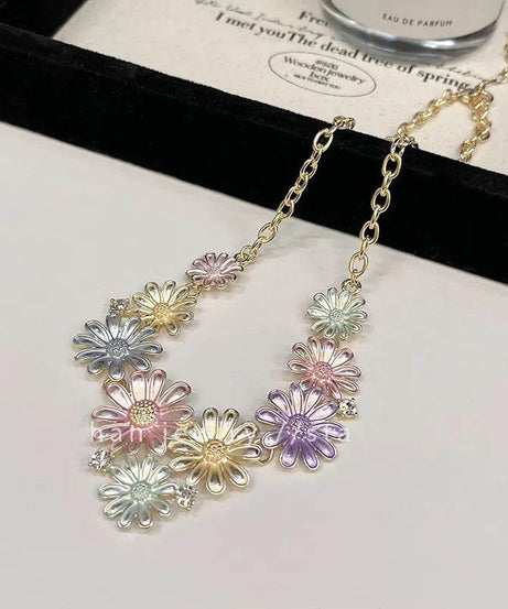 Alloy Rhinestone Daisy Necklace - ELY VESSA LLC