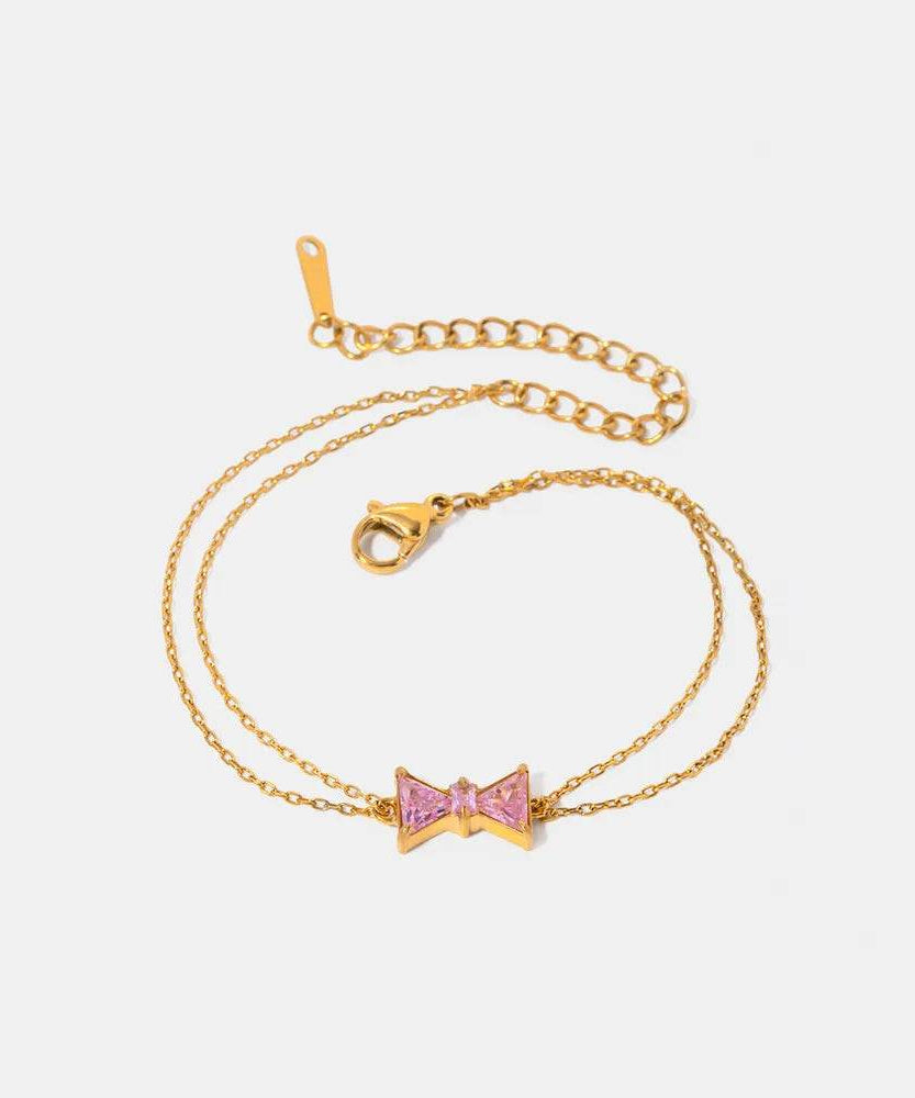 Stainless Steel Zircon Bow Bracelet - ELY VESSA LLC