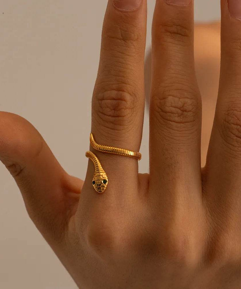 18K Gold-Plated Snake Wrap Adjustable Ring - ELY VESSA LLC