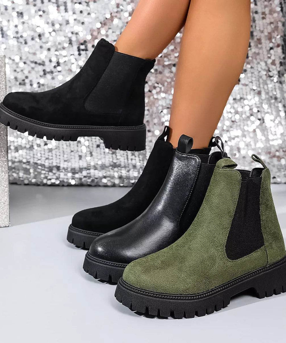 Elastic Side Panels Ankle Boots - ELY VESSA LLC