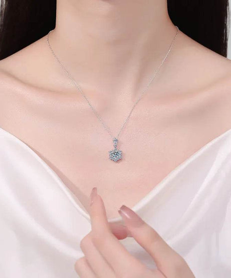 1 Carat Moissanite Zircon 925 Sterling Silver Necklace - ELY VESSA LLC