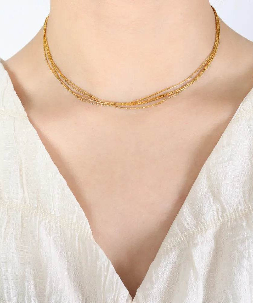 18K Gold-Plated Multi-Layer Clavicle Chain Necklace - ELY VESSA LLC