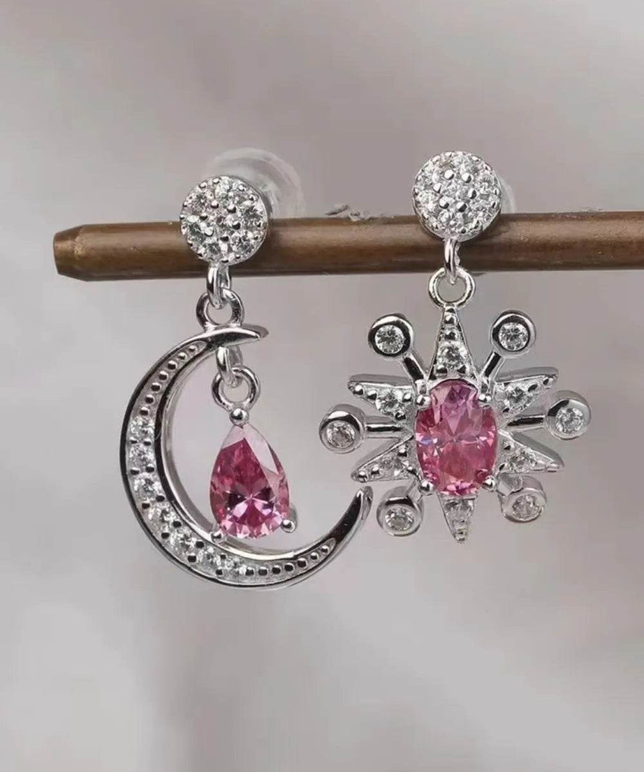 1 Carat Moissanite 925 Sterling Silver Moon & Star Earrings - ELY VESSA LLC