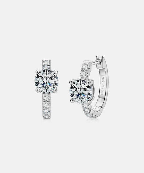 2.36 Carat Moissanite Zircon 925 Sterling Silver Hoop Earrings - ELY VESSA LLC