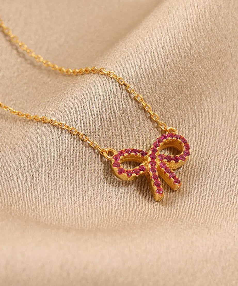 925 Sterling Silver Bow Necklace - ELY VESSA LLC