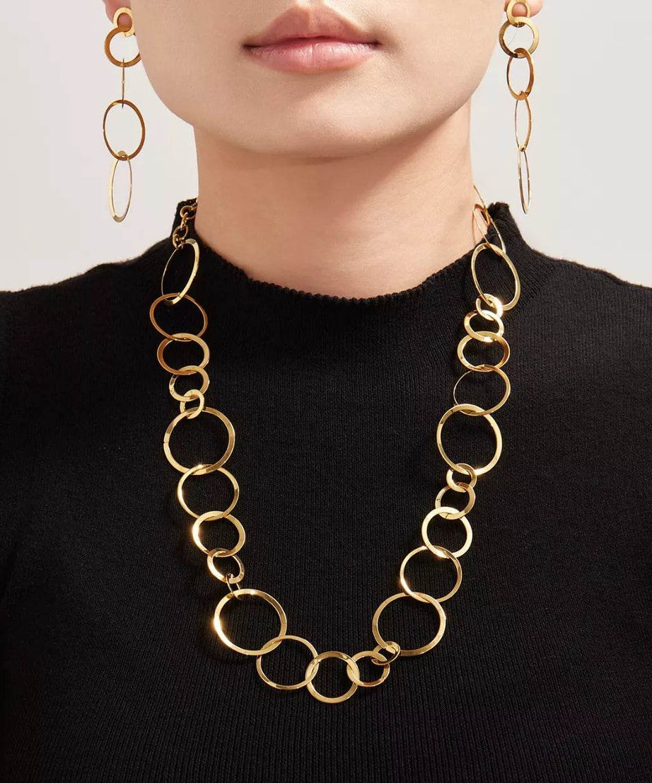 18K Gold-Plated Chain Link Statement Necklace - ELY VESSA LLC