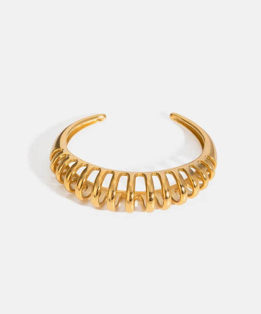 18K Gold-Plated Stainless Steel Cutout Bracelet - ELY VESSA LLC