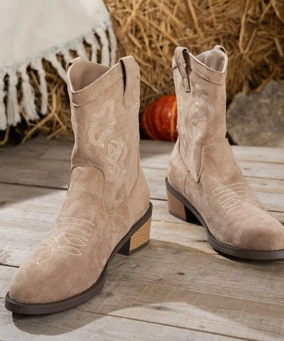 Cowboy Block Heels Boots - ELY VESSA LLC