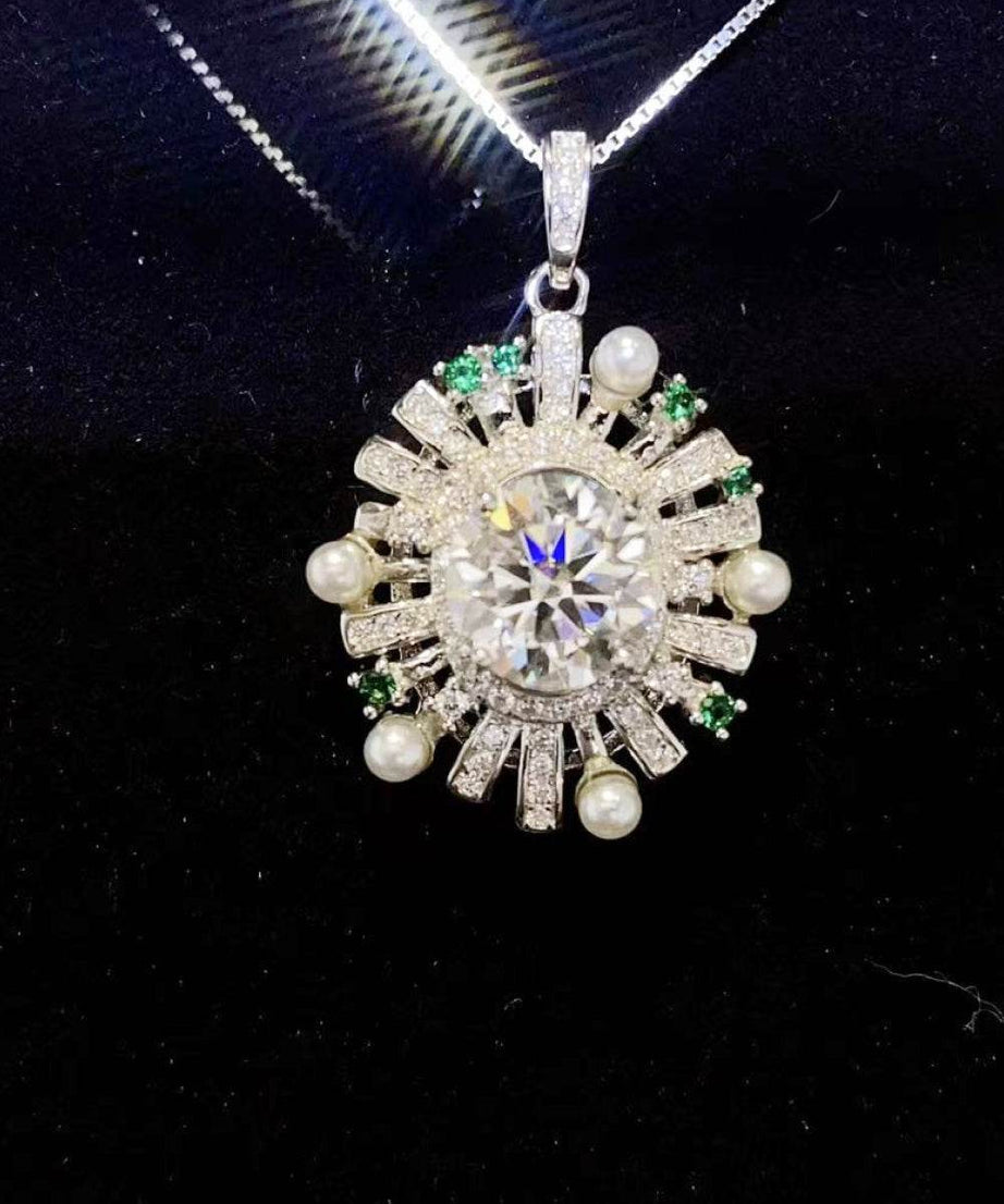 2 Carat Moissanite 925 Sterling Silver Necklace - ELY VESSA LLC
