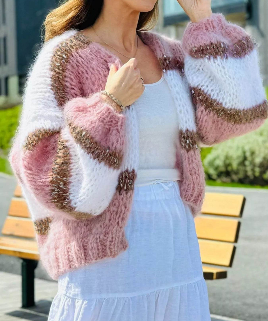 Color Block Open Front Cardigan - ELY VESSA LLC
