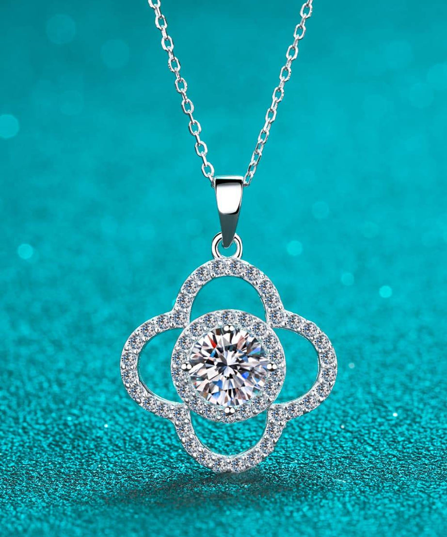 1 Carat Moissanite 925 Sterling Silver Necklace - ELY VESSA LLC