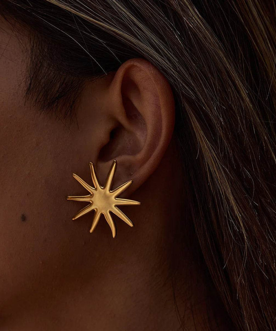 18K Gold-Plated Starburst Stud Earrings - ELY VESSA LLC