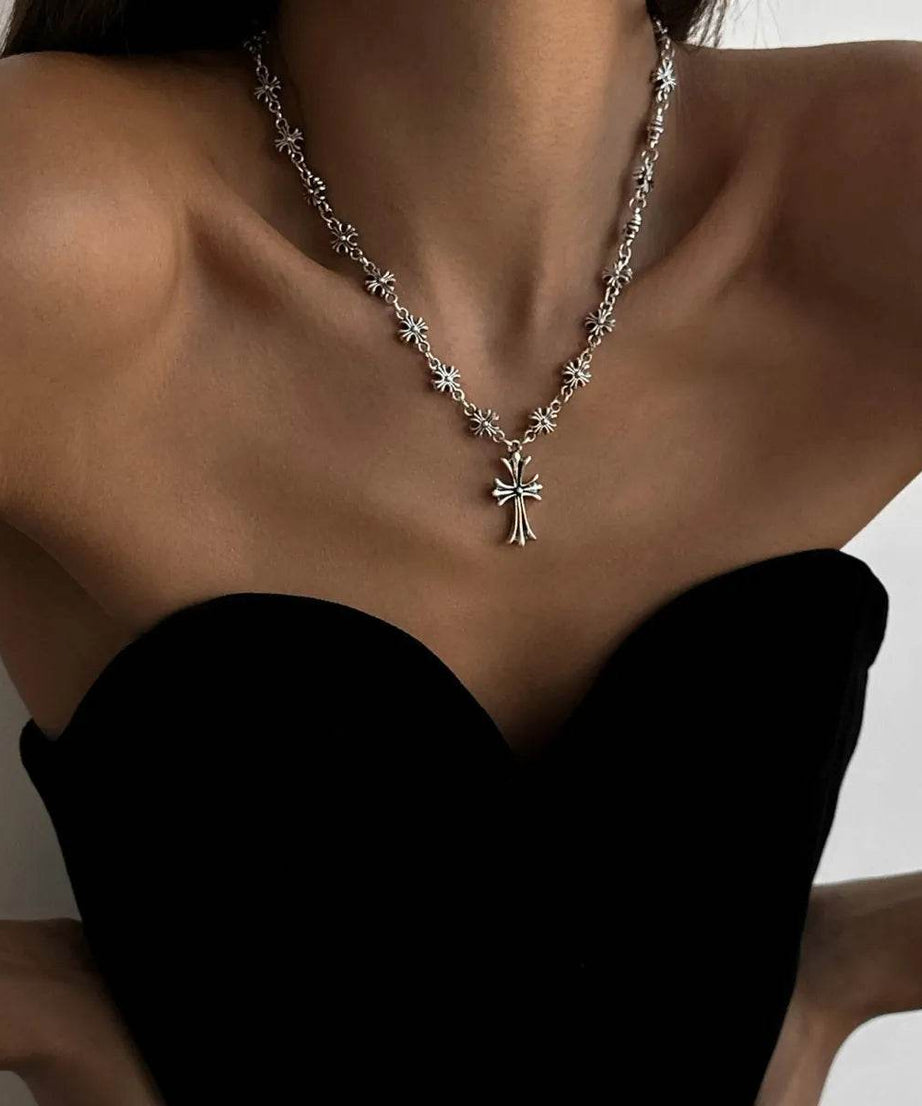 Cross Pendant Alloy Necklace - ELY VESSA LLC
