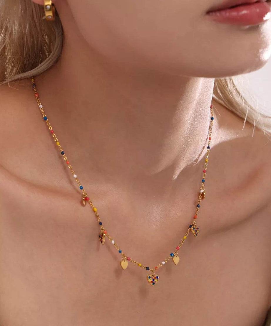 18K Gold-Plated Heart Charm Necklace - ELY VESSA LLC