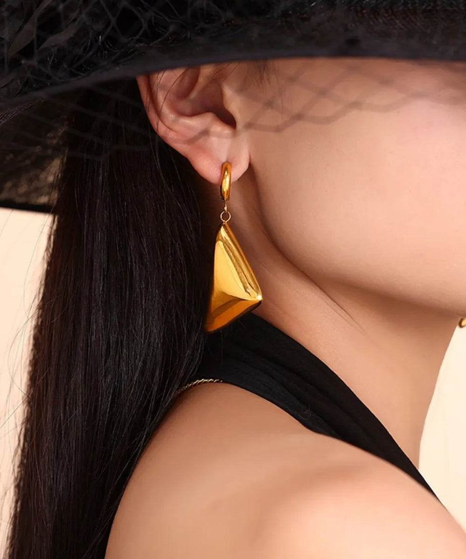 18K Gold-Plated Triangle Dangle Earrings - ELY VESSA LLC