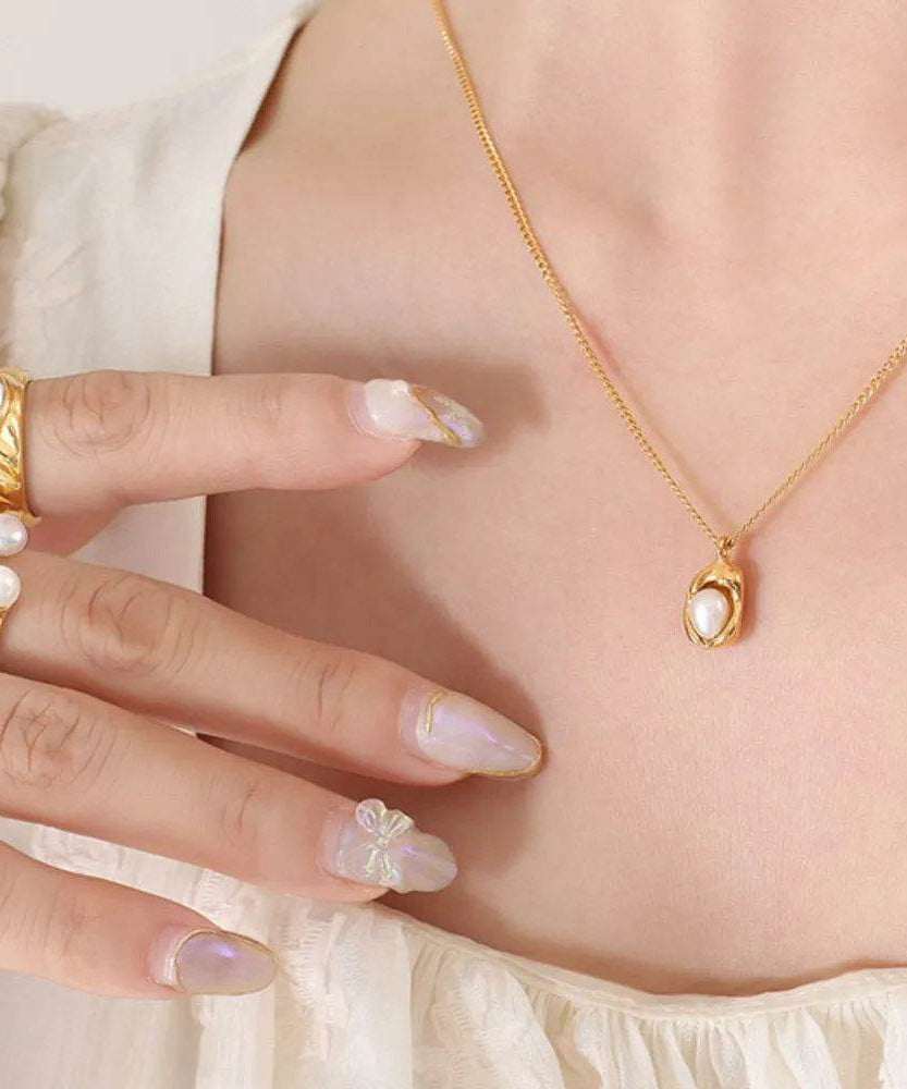 18K Gold-Plated Pearl Pendant Necklace - ELY VESSA LLC