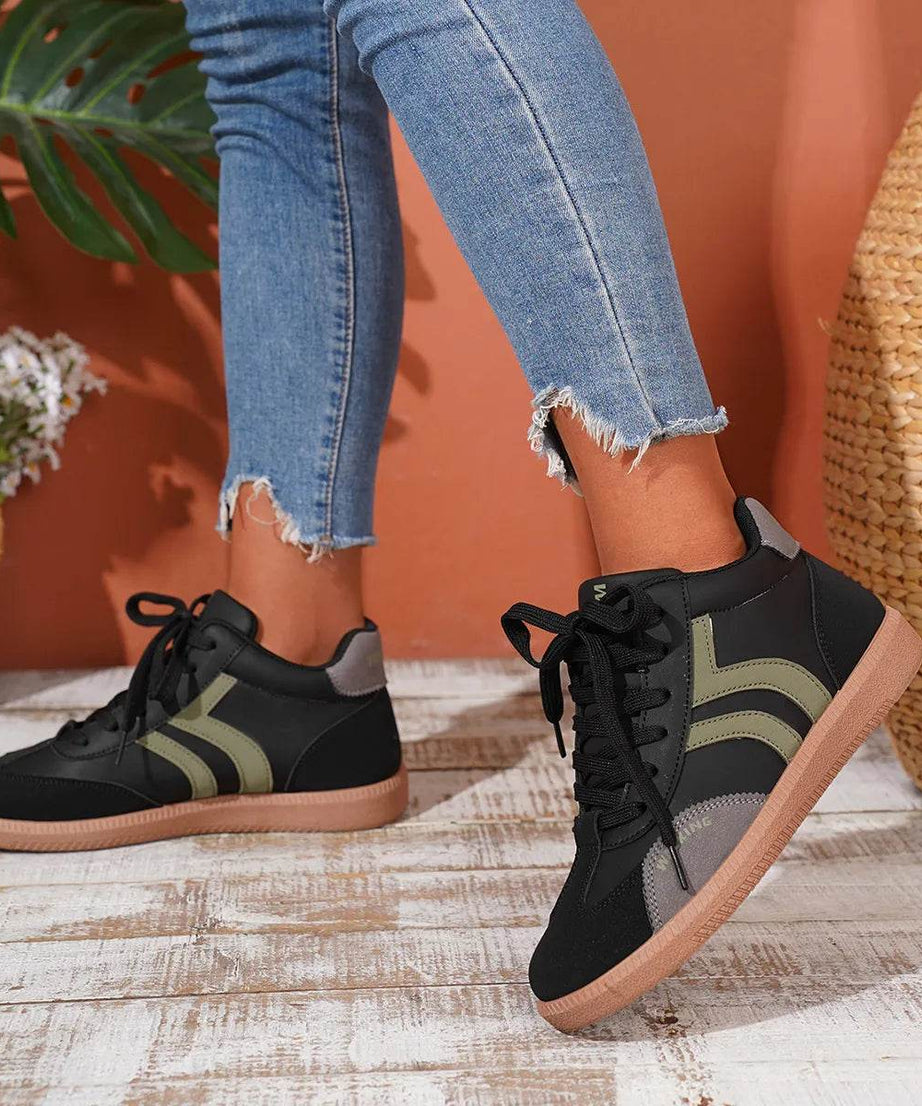 Round Toe Lace Up Sneakers - ELY VESSA LLC