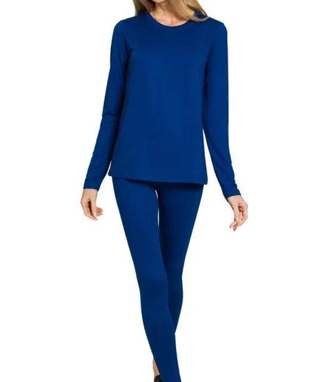 Zenana Microfiber Round Neck Top and Leggings Set - ELY VESSA LLC