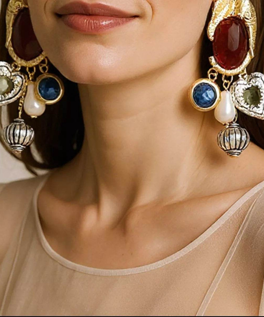 Zinc Alloy Heart Dangle Earrings - ELY VESSA LLC