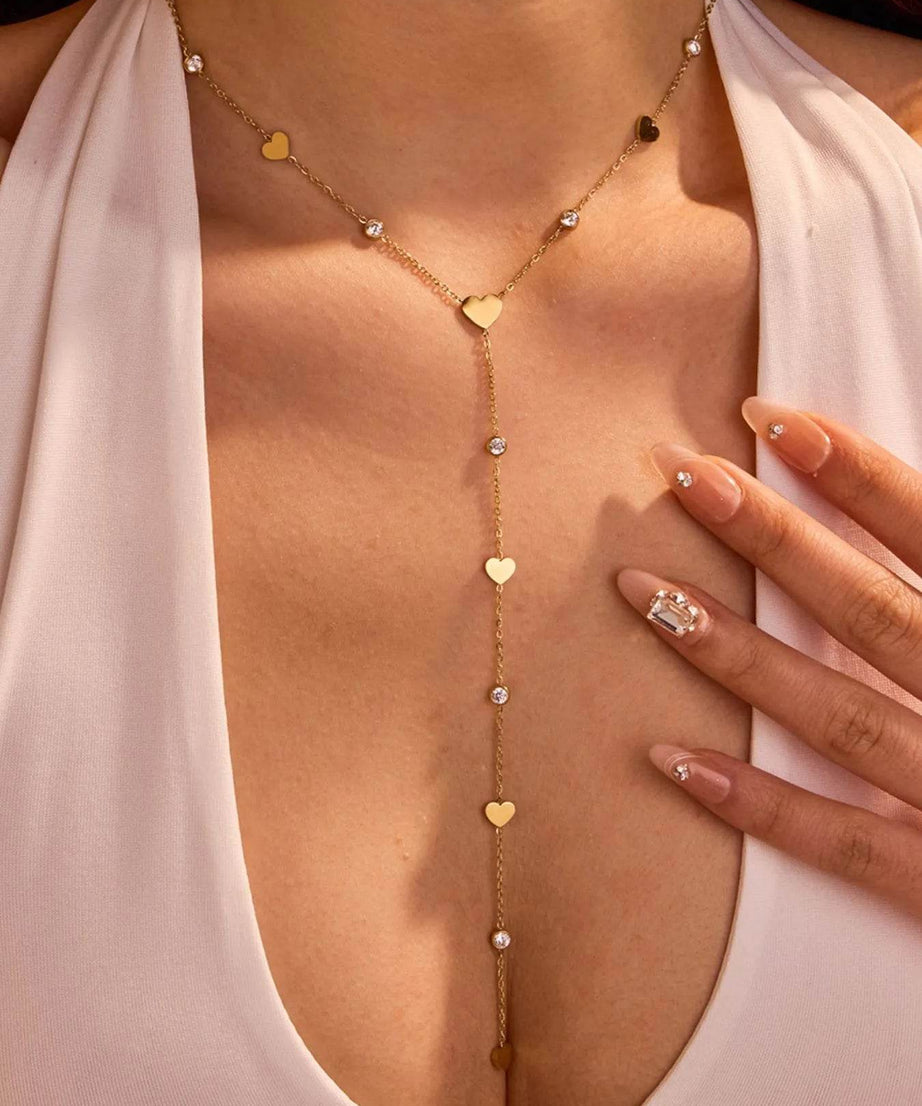 18K Gold-Plated Heart Zircon Necklace - ELY VESSA LLC