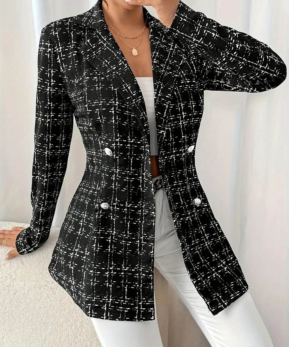 Tweed Double-Breasted Blazer - ELY VESSA LLC