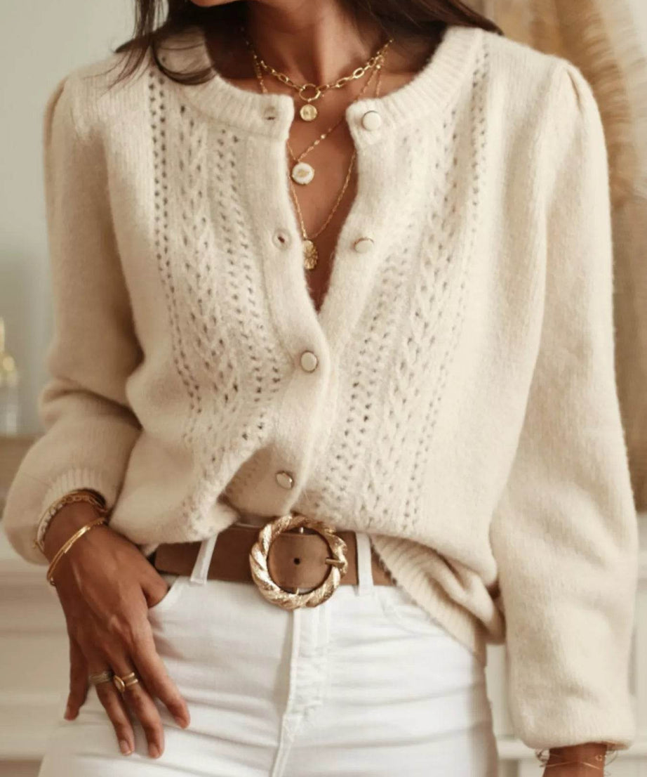 Button Up Long Sleeve Cardigan - ELY VESSA LLC