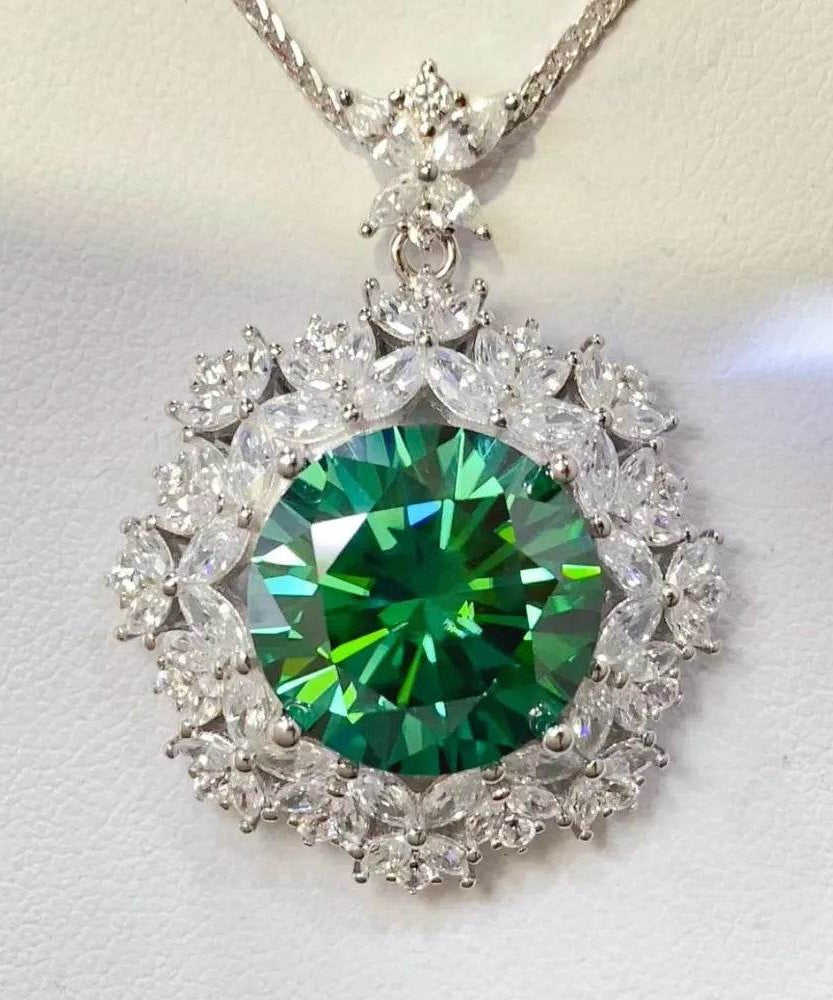 10 Carat Moissanite 925 Sterling Silver Pendant Necklace - ELY VESSA LLC