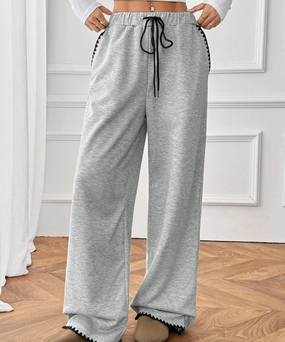 Wide-Leg Drawstring Pants - ELY VESSA LLC