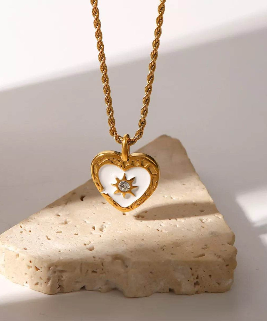 18K Gold-Plated Zircon Heart Necklace - ELY VESSA LLC