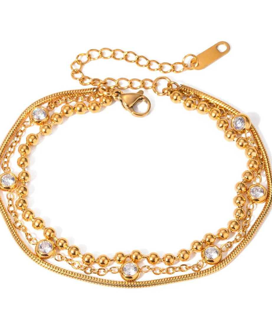 18K Gold-Plated Layered Inlaid Zircon Bracelet - ELY VESSA LLC