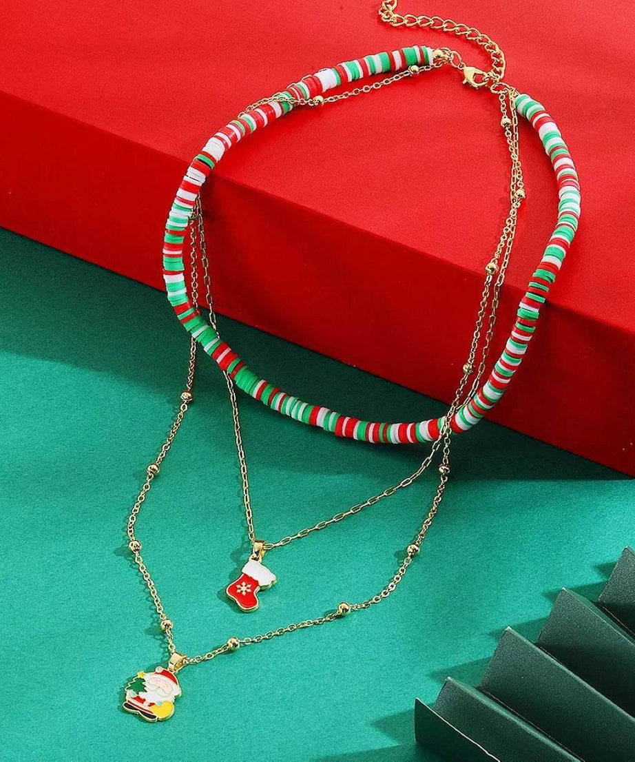 Colorful Christmas Charm Layered Necklace - ELY VESSA LLC