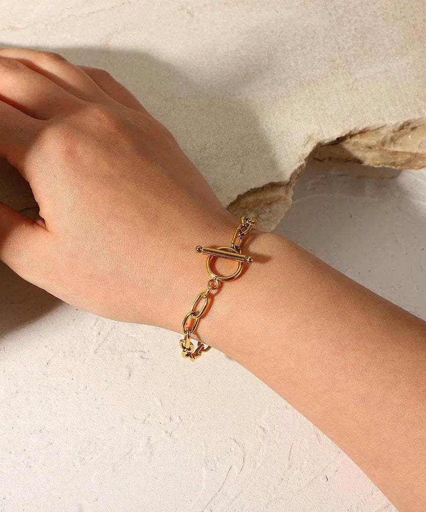 18K Gold-Plated Stainless Steel Toggle Chain Bracelet - ELY VESSA LLC