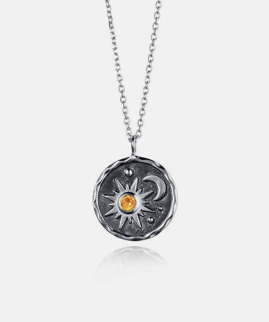 Alloy Inlaid Zircon Sun & Moon Necklace - ELY VESSA LLC